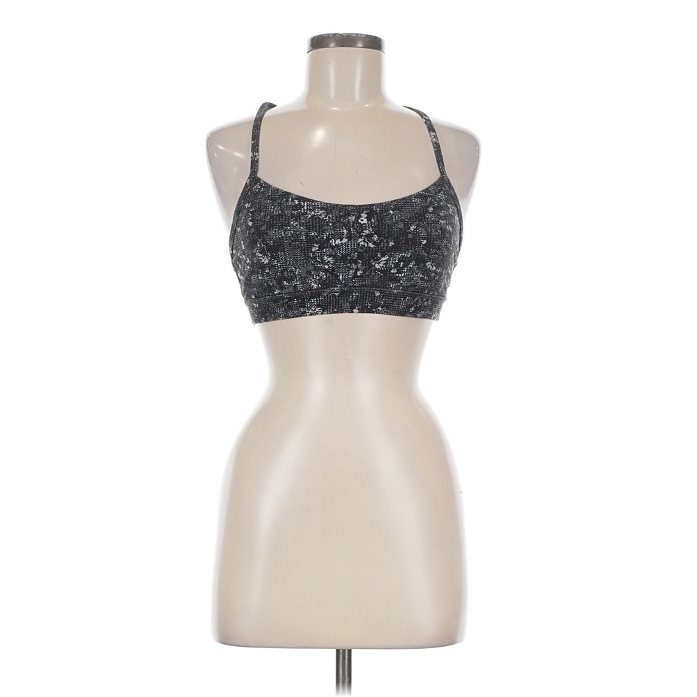 Lululemon Flow Y Bra Light Support Black White Digital Floral Print Size 8 - Picture 2 of 14